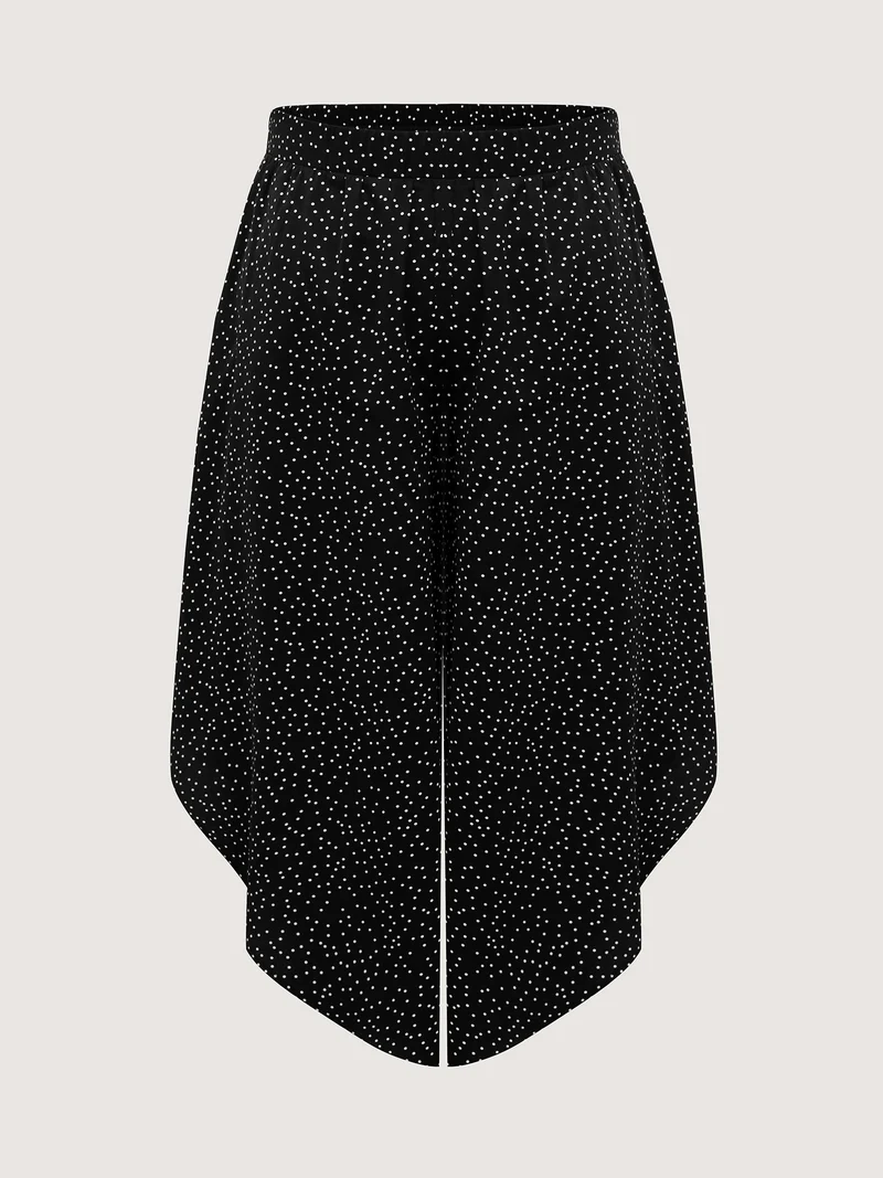 Little Dots Asymmetrical Hem Slit Pants