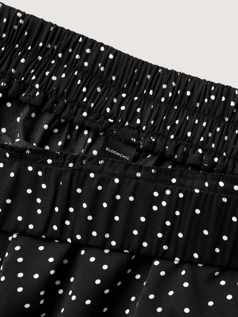 Little Dots Asymmetrical Hem Slit Pants