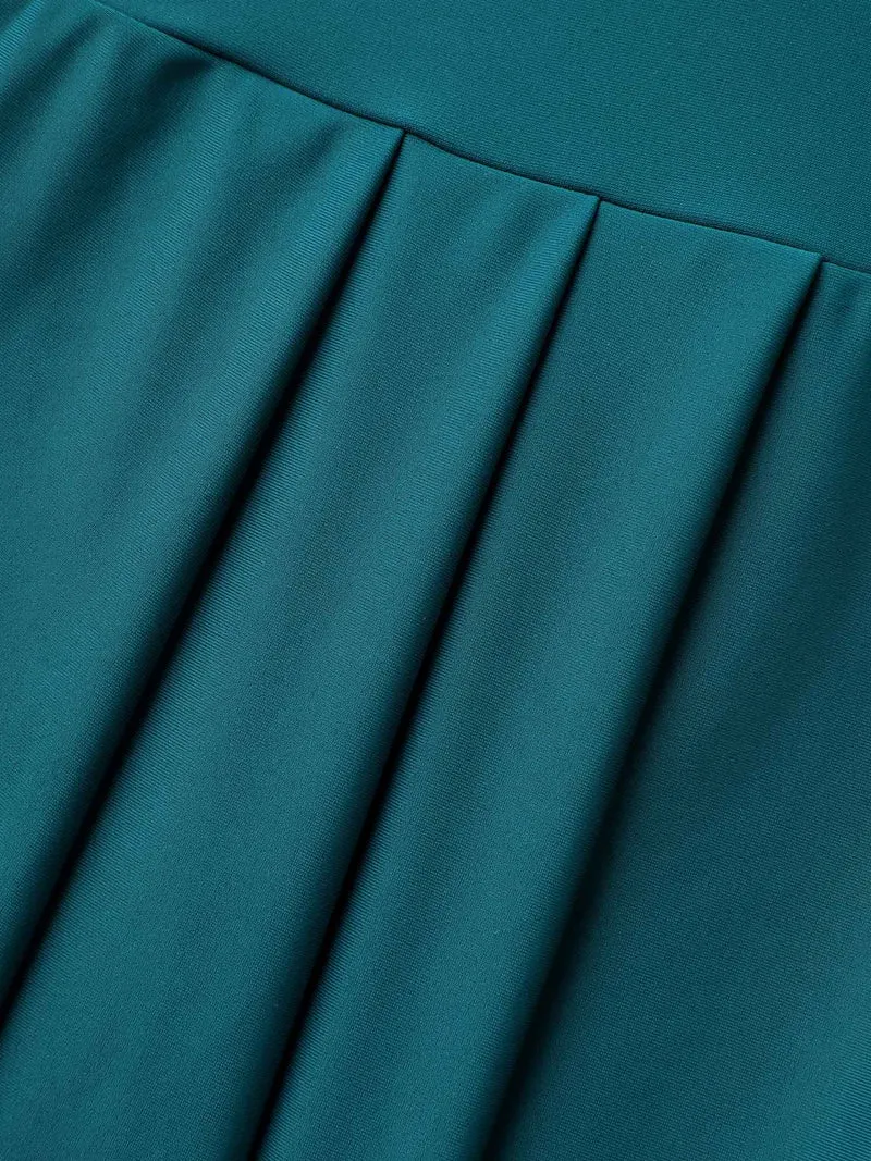 Belted Lotus Leaf Sleeve Swim Dress