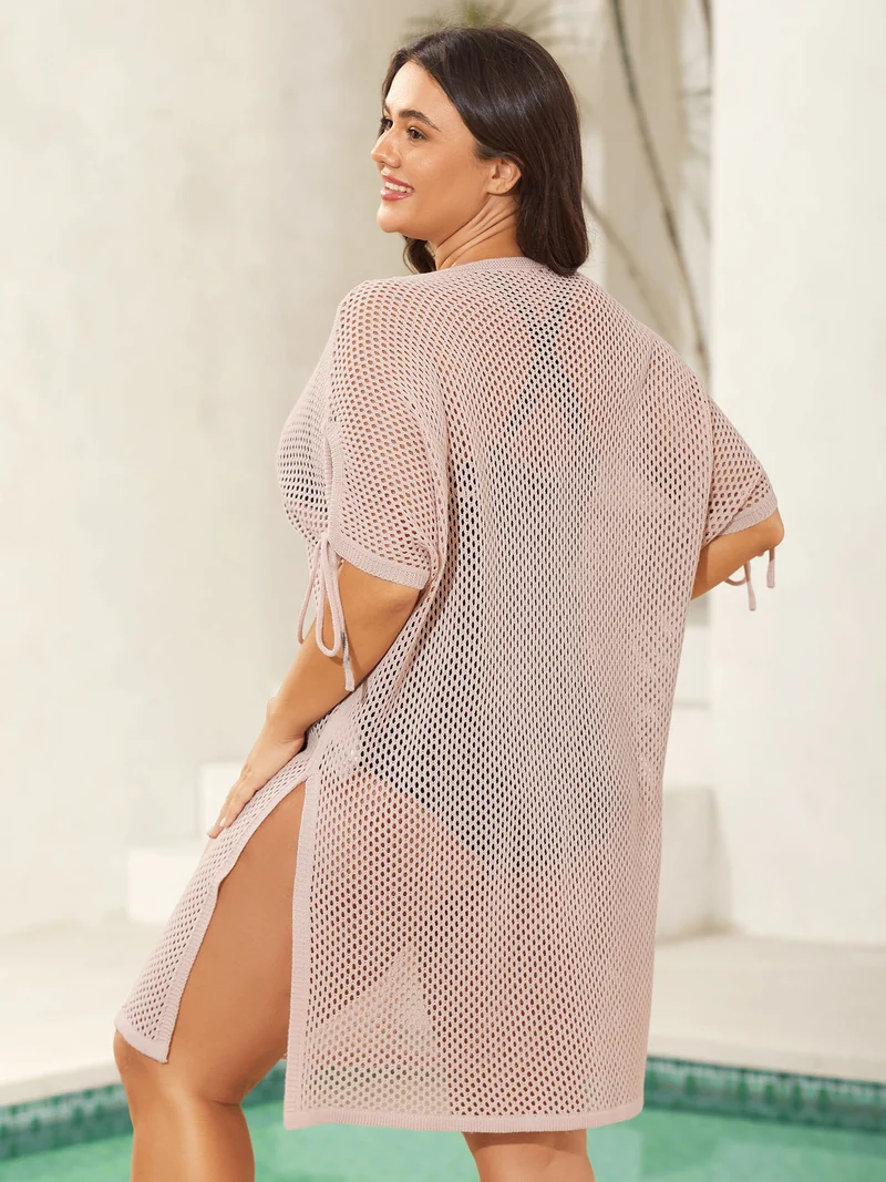 Cut-Out Sleeve Tie Swim Cover-Up