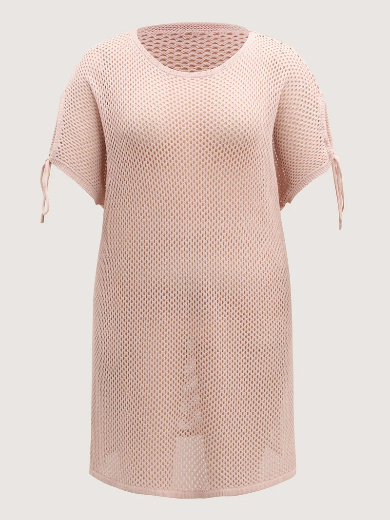 Cut-Out Sleeve Tie Swim Cover-Up