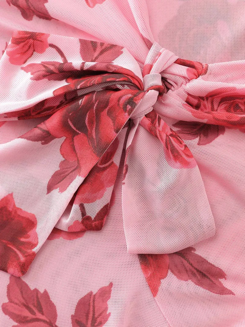 Rosy Romance Sweetheart Neckline Stretchy Blouse