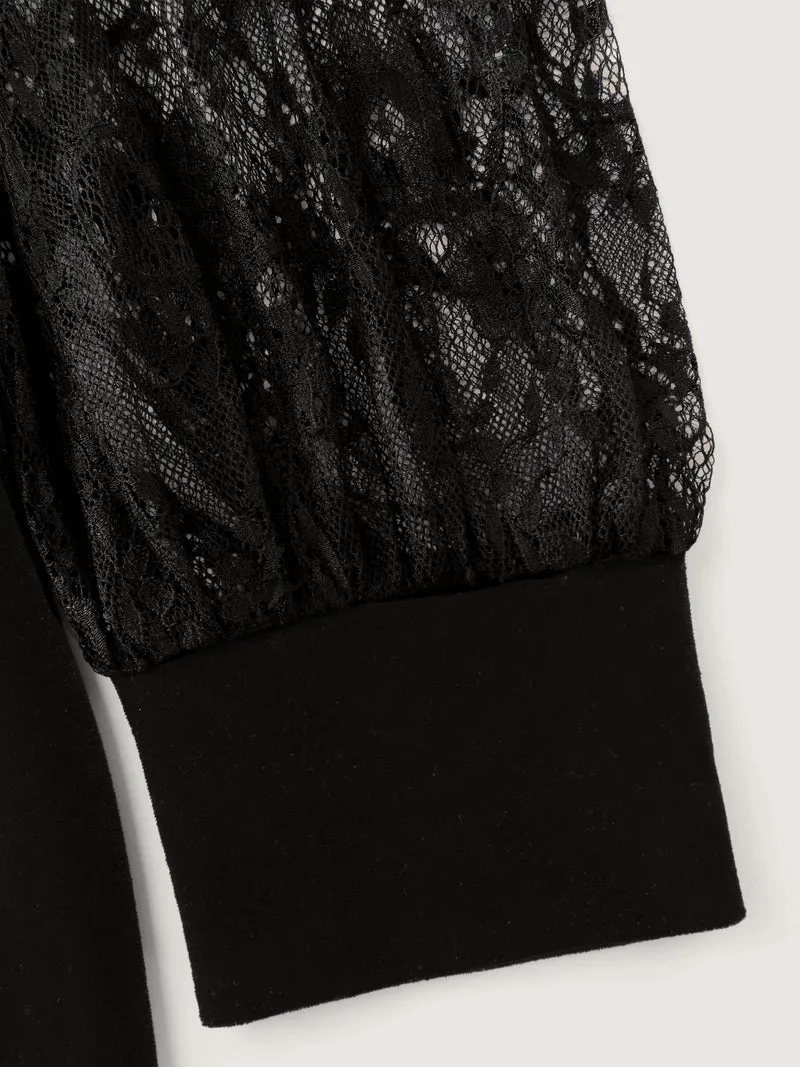 Timeless Velvet Lace Mesh Midi Dress