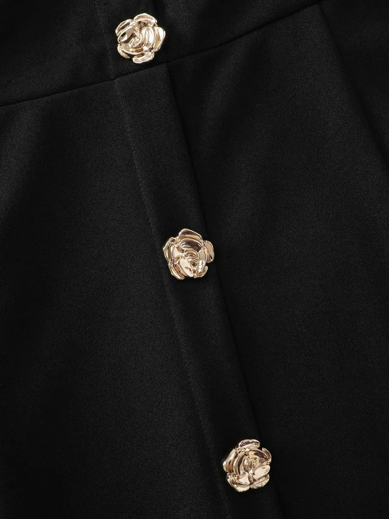 Cinched-Waist Button Detail Maxi Dress