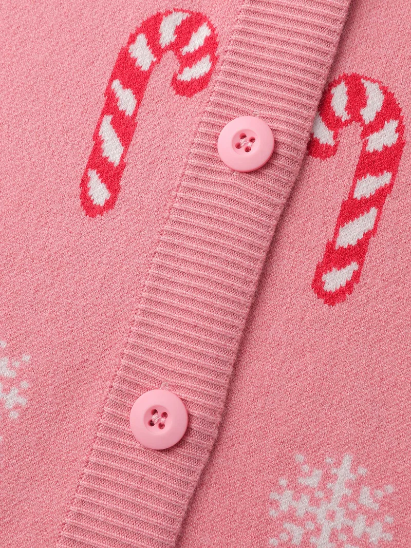 Holiday Candy Patch Pockets Knit Cardigan