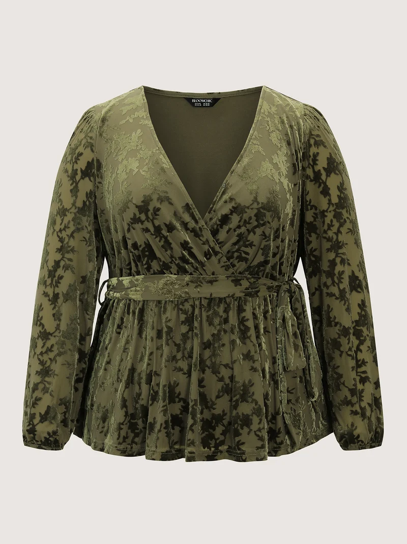 Velvet Laser Cut Side-Tie Blouse