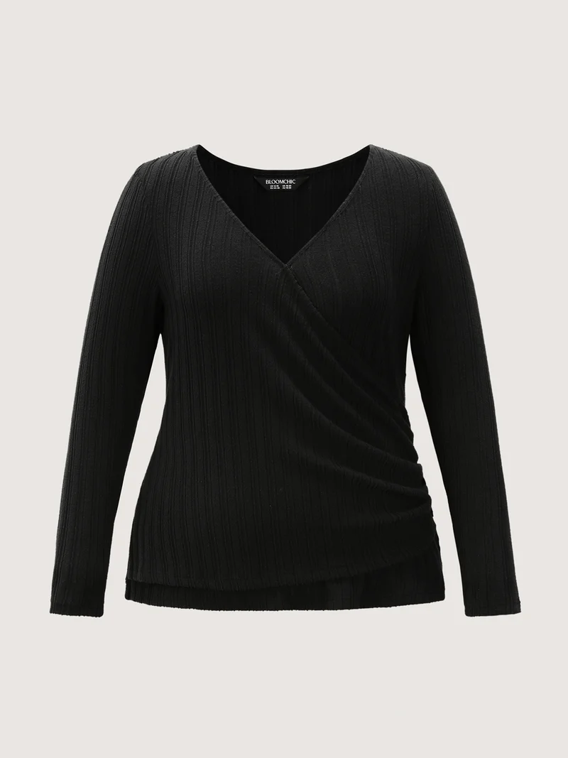Textured Stretchy-Fit Buttons T-Shirt