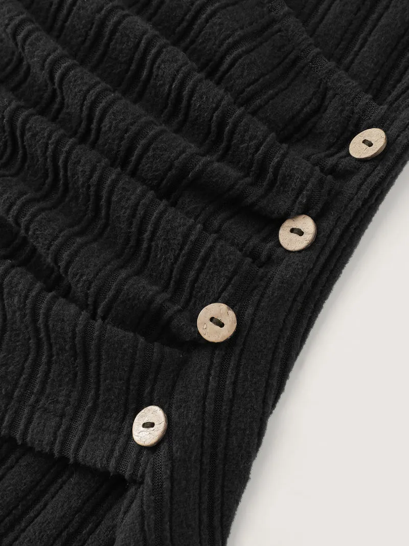 Textured Stretchy-Fit Buttons T-Shirt