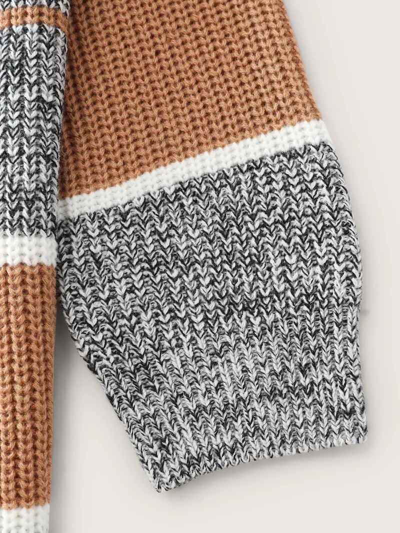 Heather Colorful Stripes Round Neck Pullover