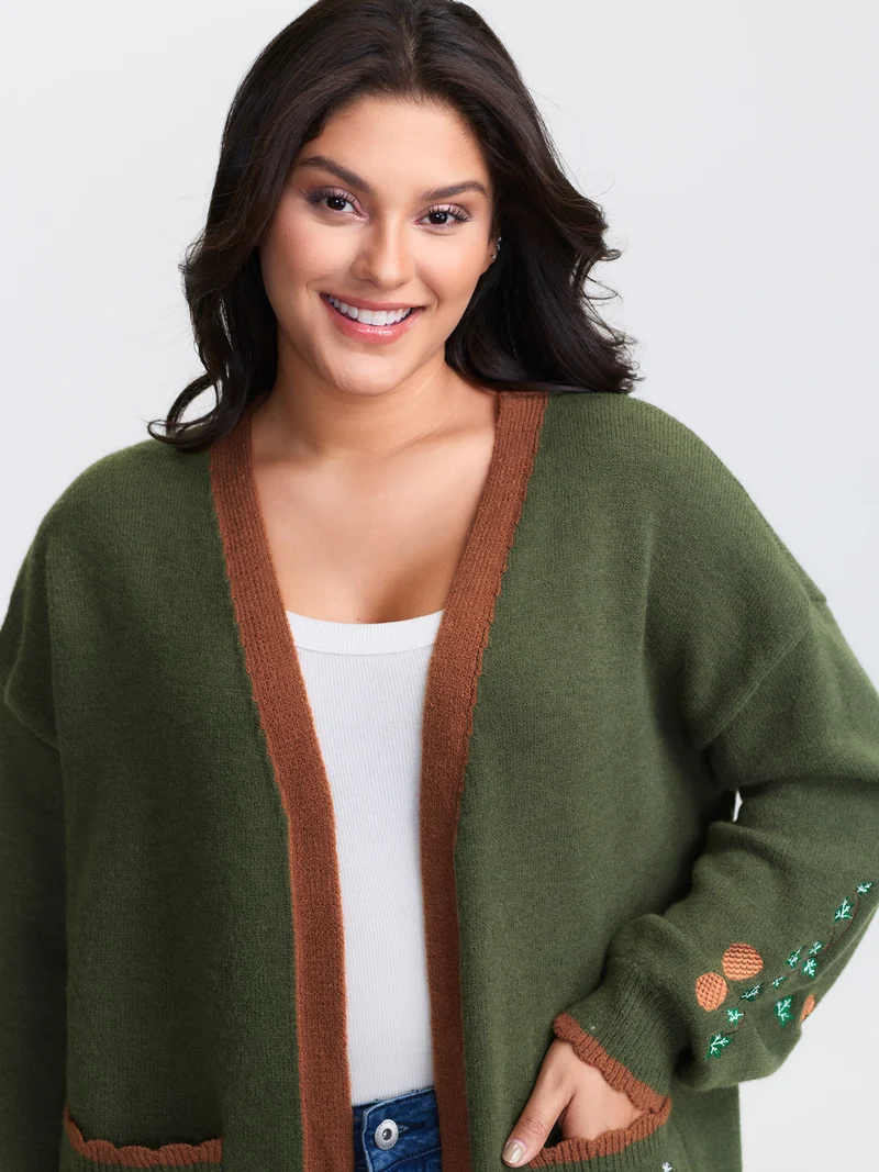 Holiday Fox Jacquard Pattern Knit Cardigan