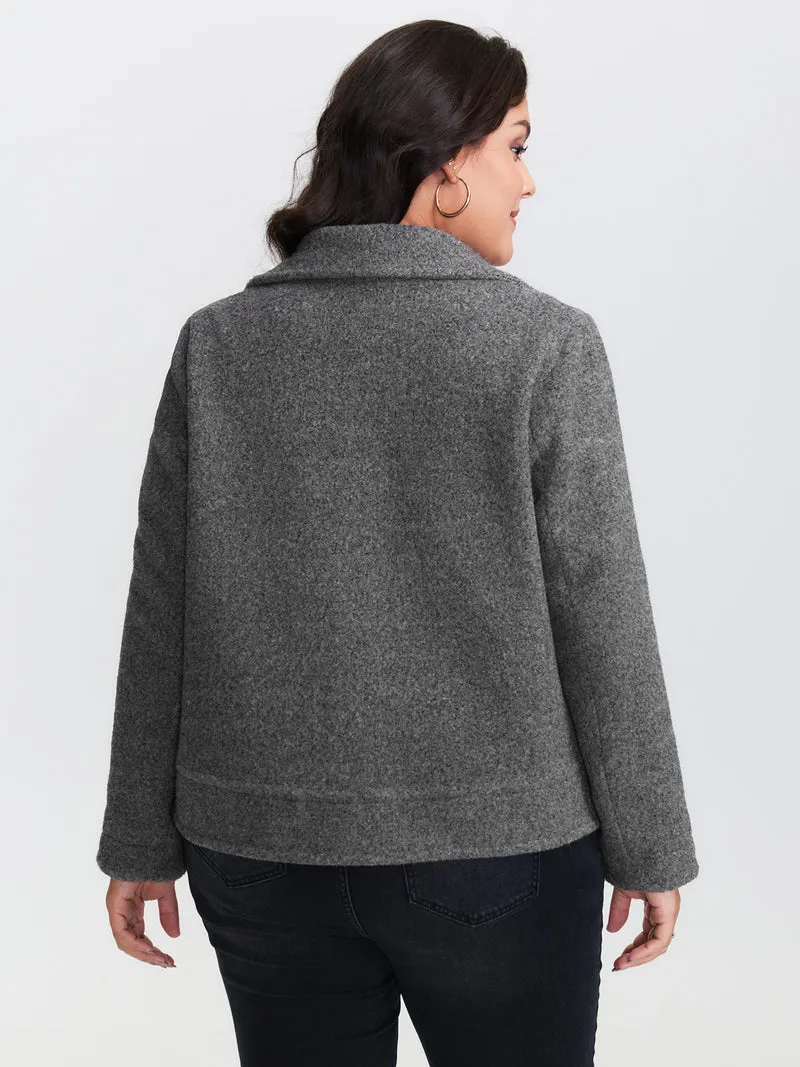 Textured Pockets Crossover Zipper Jacket