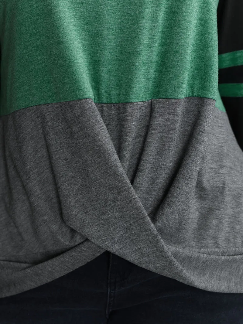Twisted Hem Colorblock Heather T-Shirt