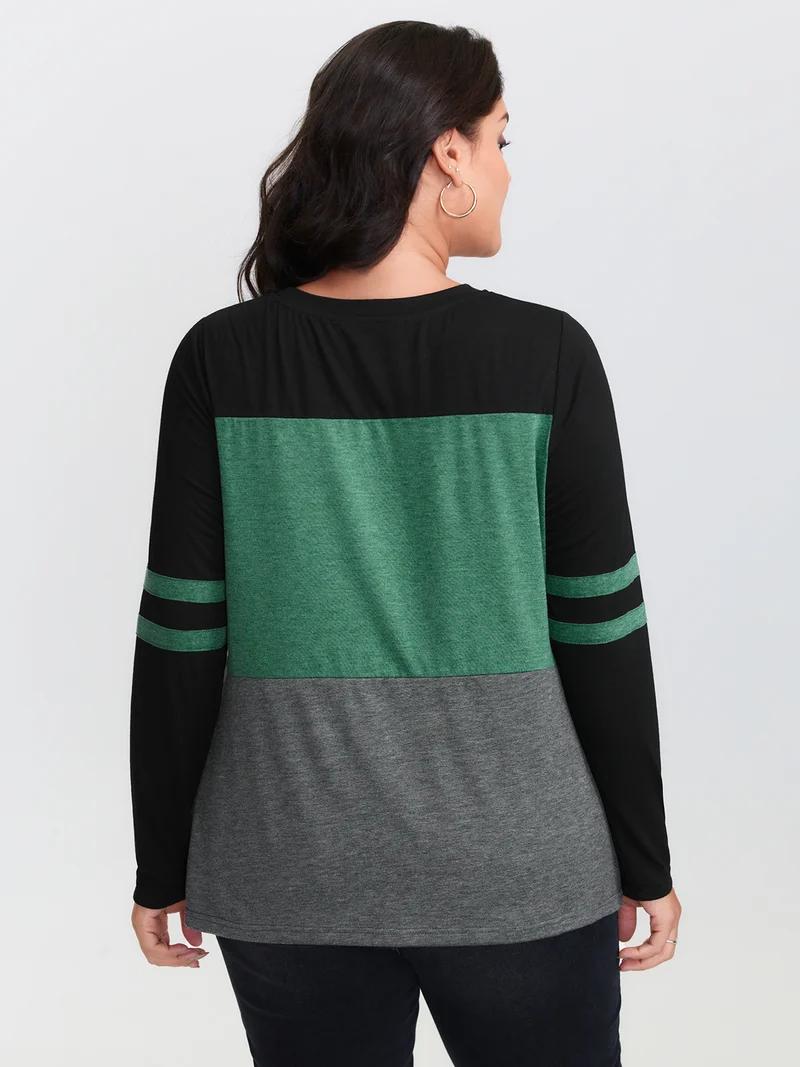 Twisted Hem Colorblock Heather T-Shirt