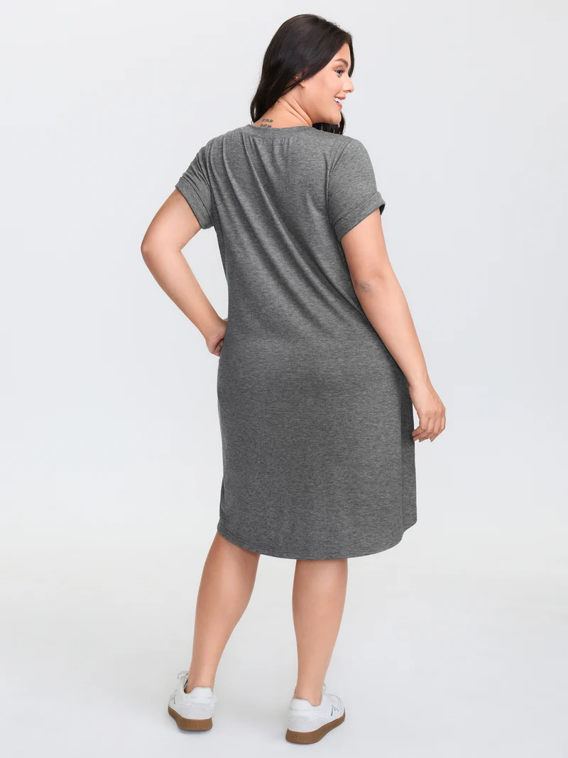 Supersoft Happy Cat Motif V-Neck Midi Dress