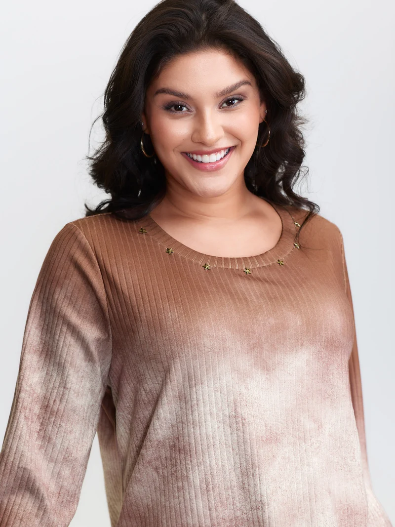 Textured Tie-Dye Star Detail T-Shirt