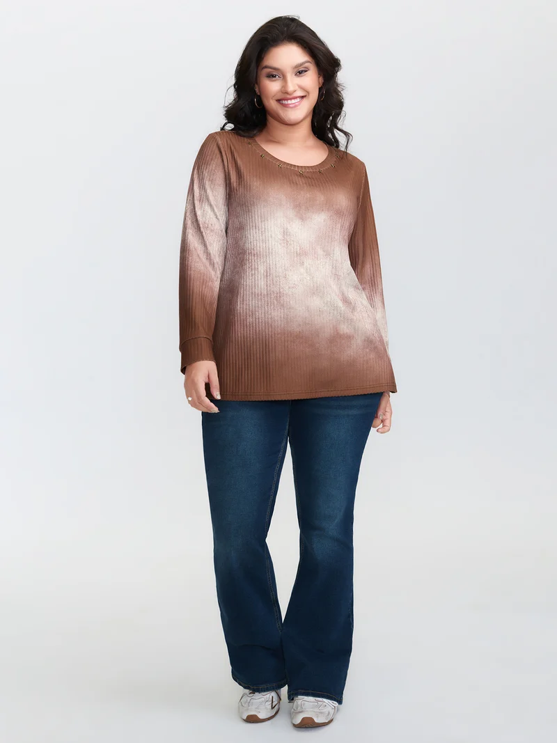 Textured Tie-Dye Star Detail T-Shirt