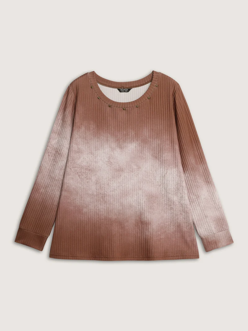 Textured Tie-Dye Star Detail T-Shirt
