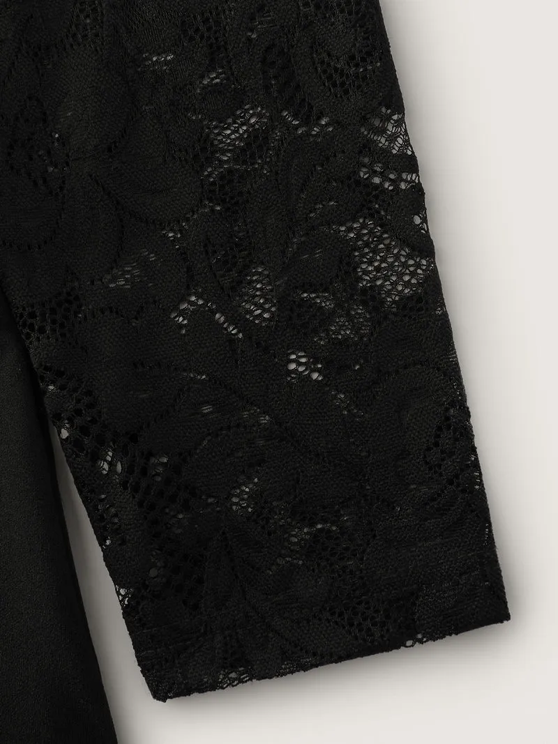 Sheer Floral Lace Fitted Midi Dress
