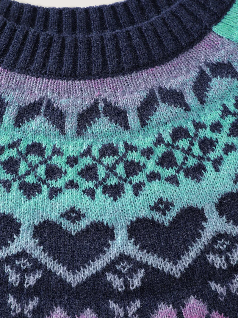 Stretchy Floral Color Gradient Jacquard Pullover