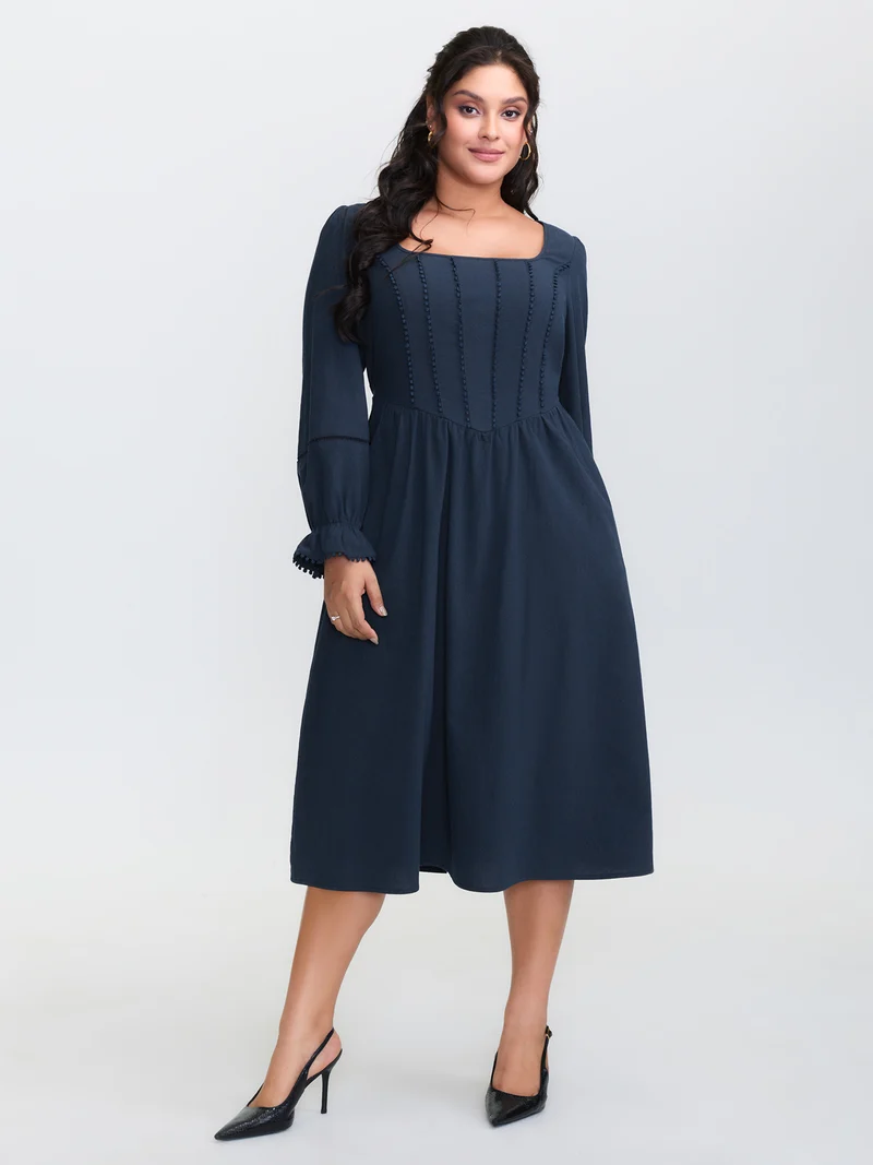 Pure Cotton Back-Tie Pockets Midi Dress