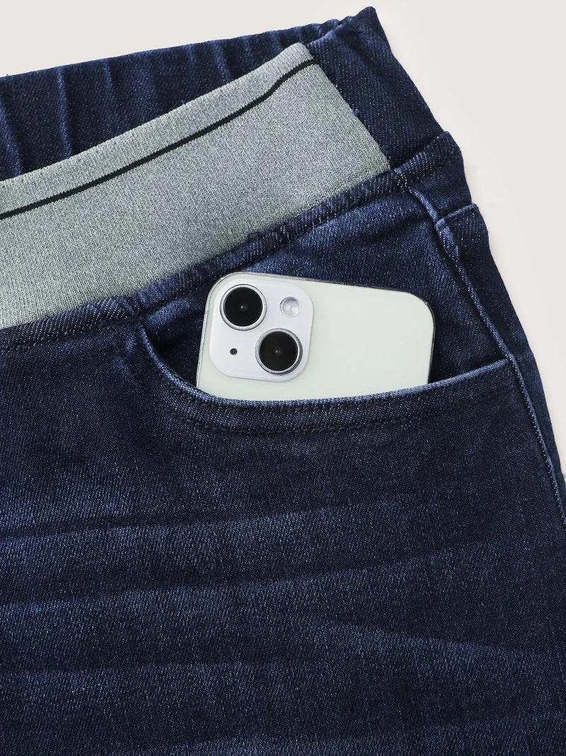 Supersoft Rubber Wide Waist Skinny-Fit Jeans