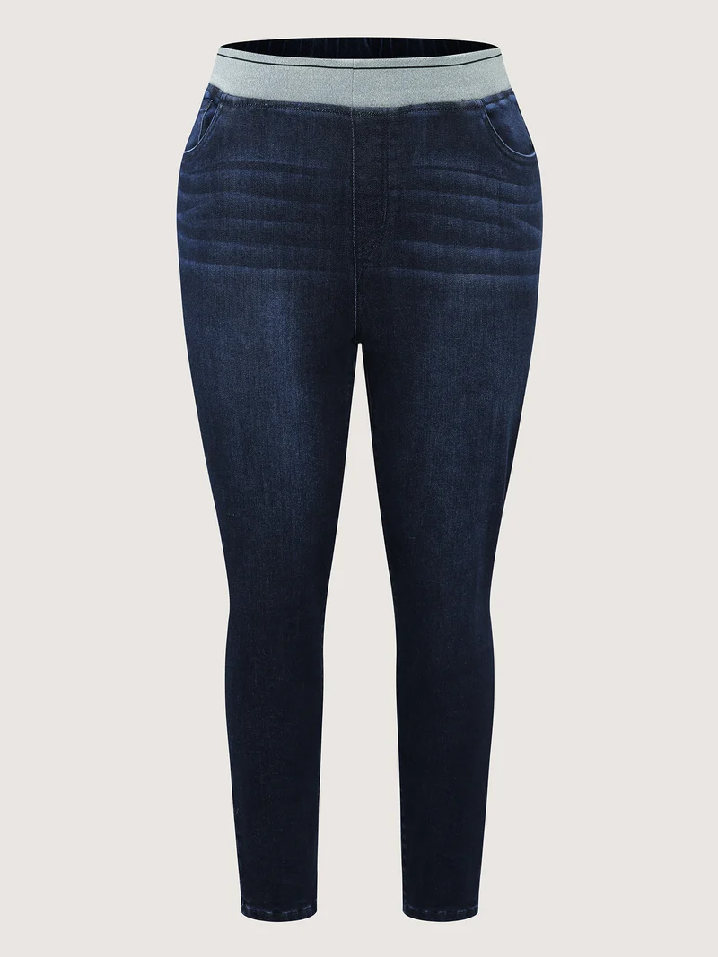 Supersoft Rubber Wide Waist Skinny-Fit Jeans