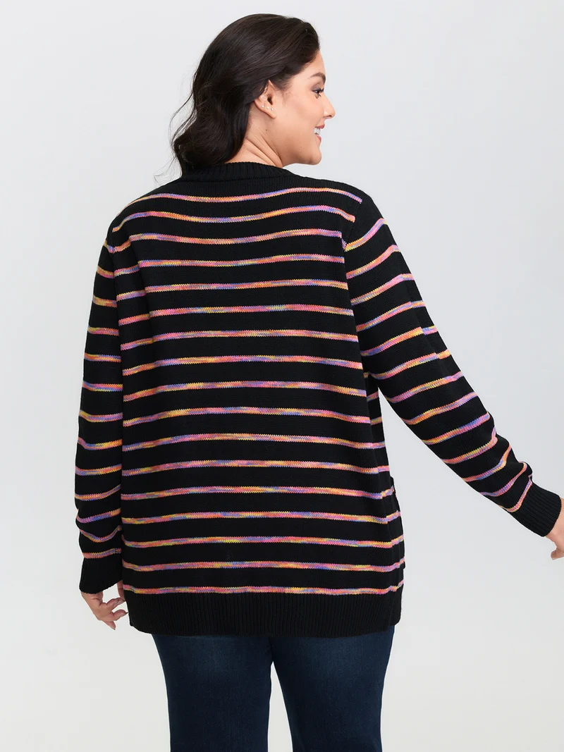 Color Gradient Heather Pockets Knit Cardigan