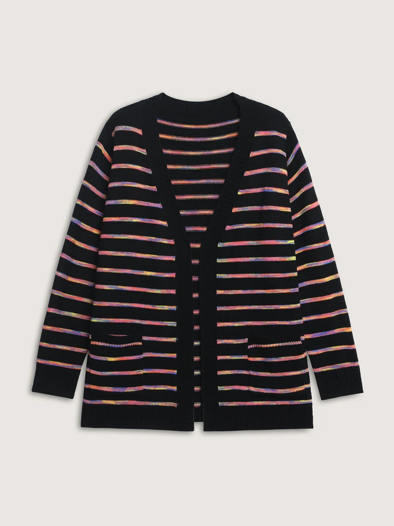 Color Gradient Heather Pockets Knit Cardigan