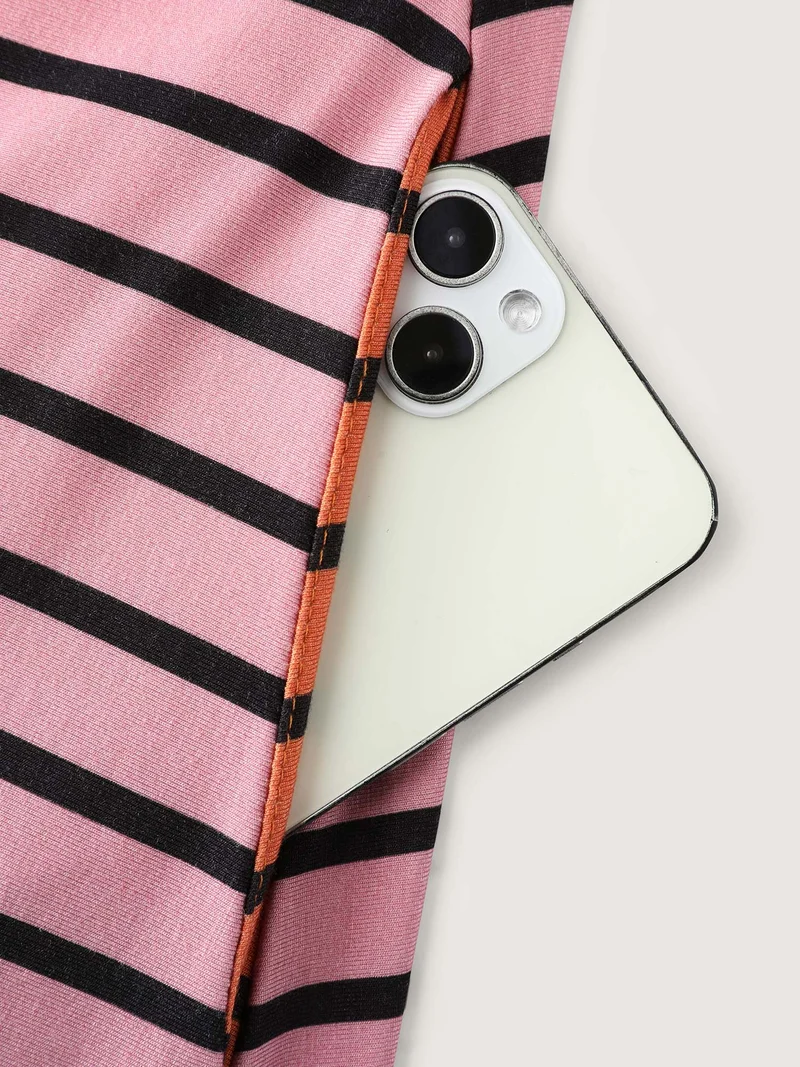 Color Gradient Stripe V-Neck Sleep Dress