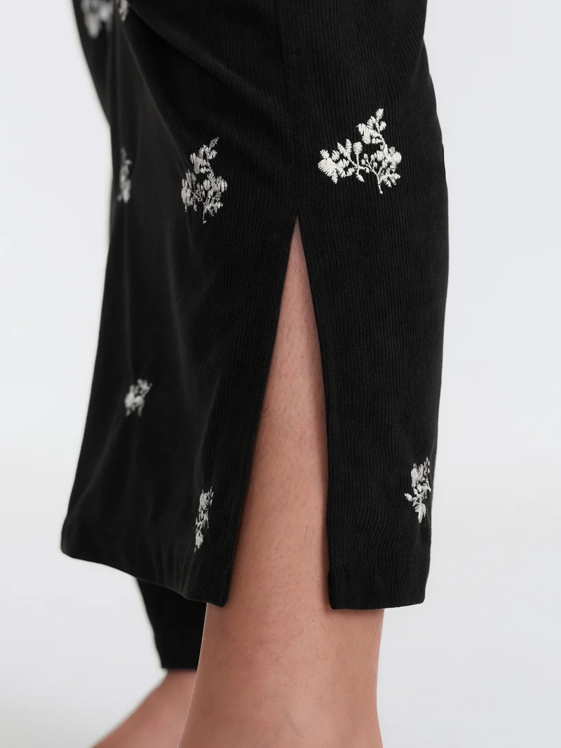 Floral Print Slit Hem Flared Pants
