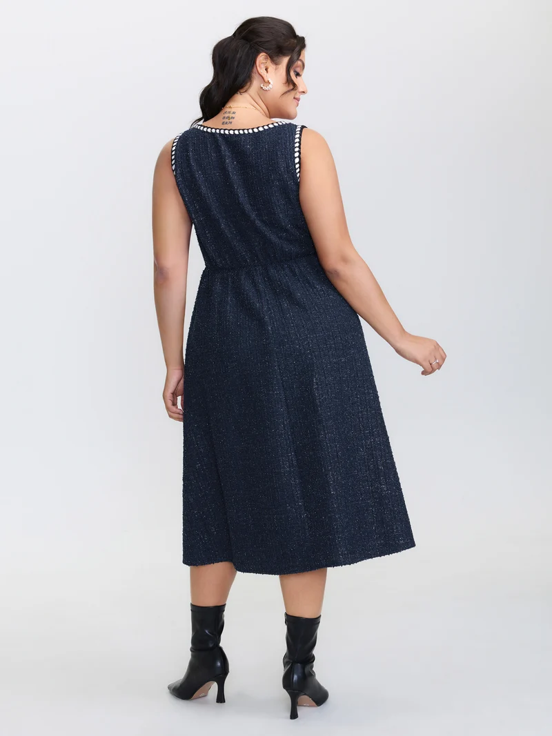 Tweed Pinafore Stretchy Midi Dress
