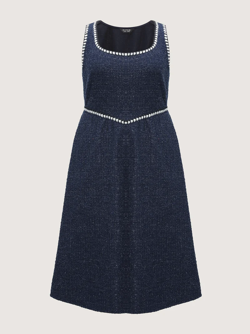 Tweed Pinafore Stretchy Midi Dress