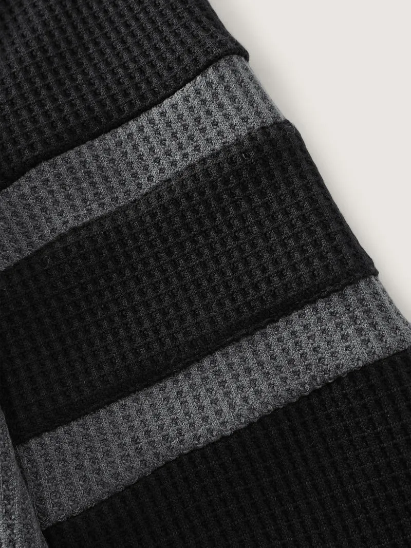 Color Contrast Stripe Textured Cross-Tie T-Shirt