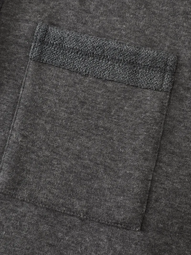 Round Neck Ribbed Hem Button Coat