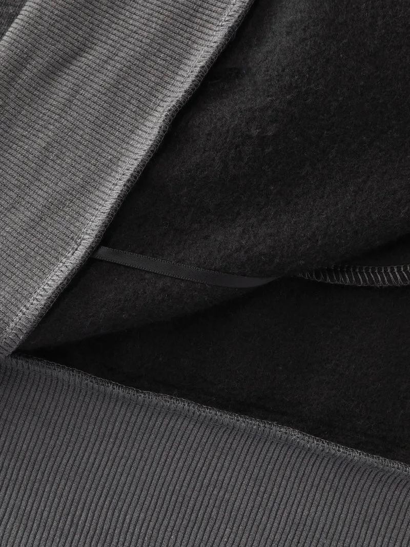 Round Neck Ribbed Hem Button Coat