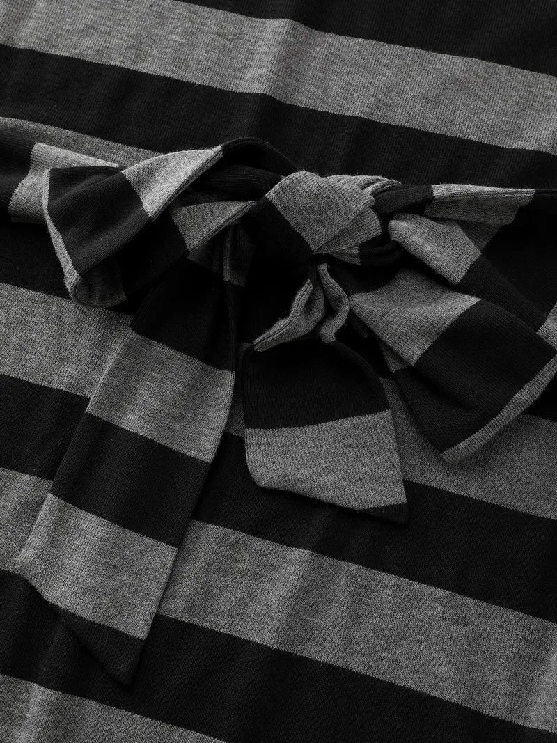 Stripe Waist-Tie Knotted Midi Dress