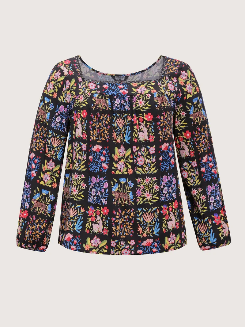 Rayon Floral Collage Lace Blouse