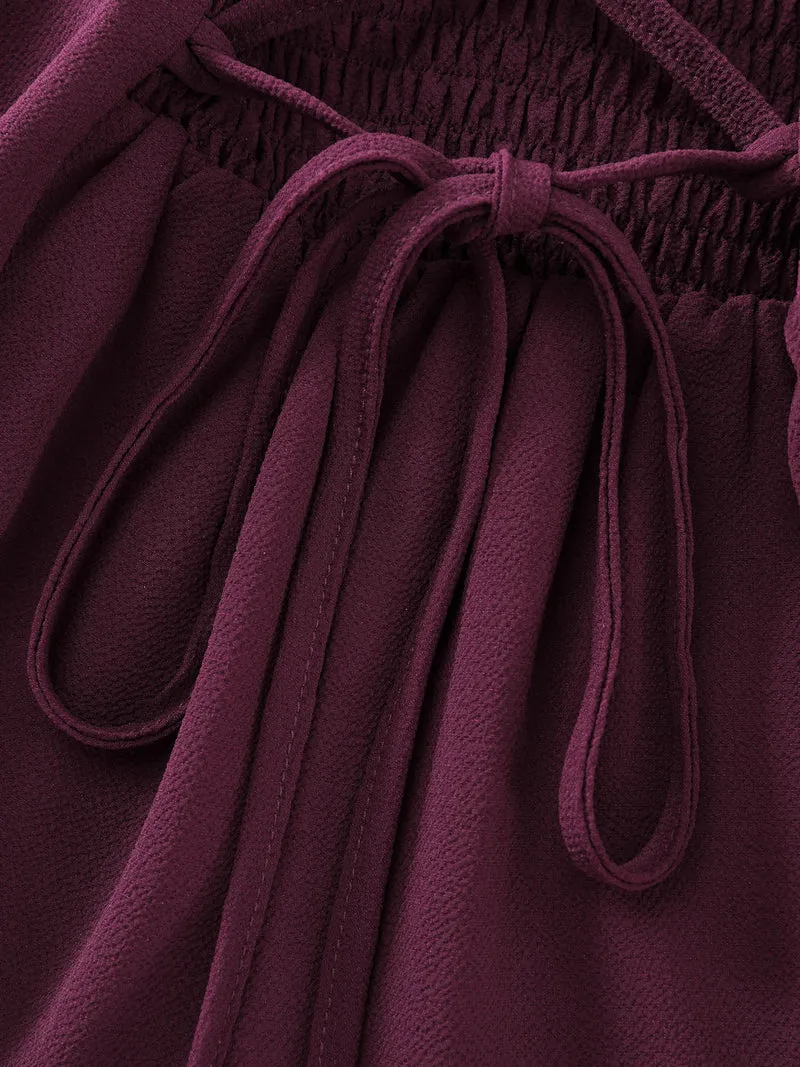 Back-Tie Sweetheart Neckline Ruffled Blouse