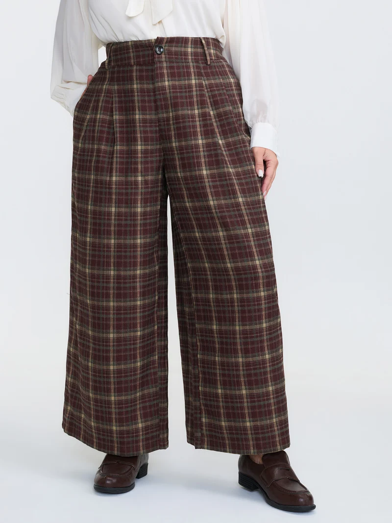 Checkered Pattern Pockets Pants