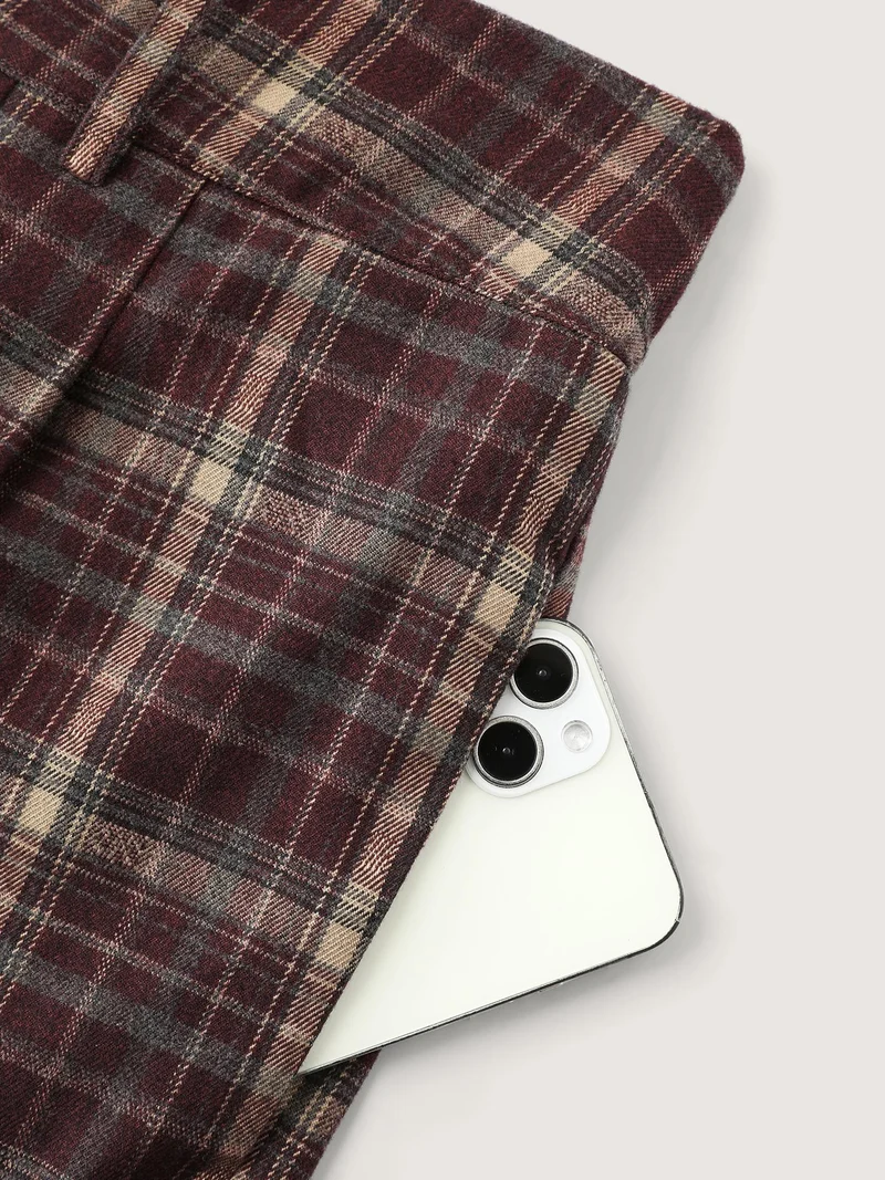 Checkered Pattern Pockets Pants