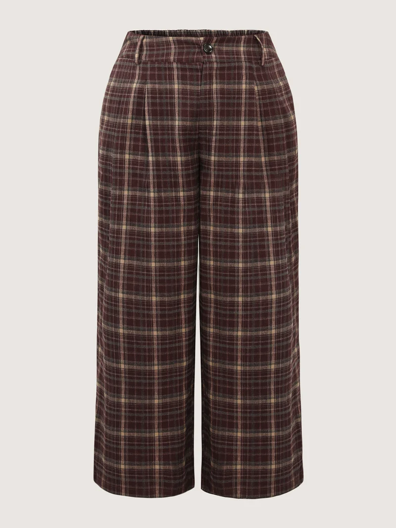 Checkered Pattern Pockets Pants