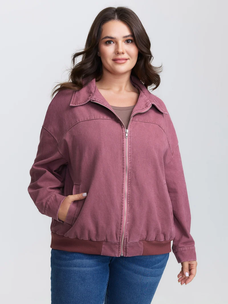 Pure Cotton Washed Zipper Jacket