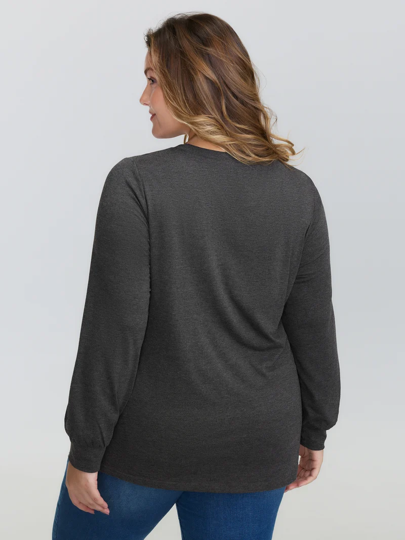 Floral Applique Embroidery Stretchy T-Shirt