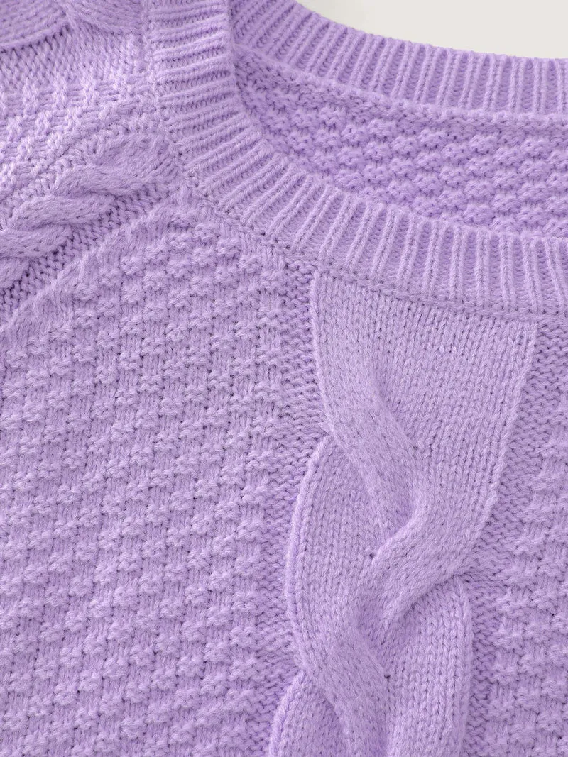 Cable Knit Raglan Sleeve Pullover