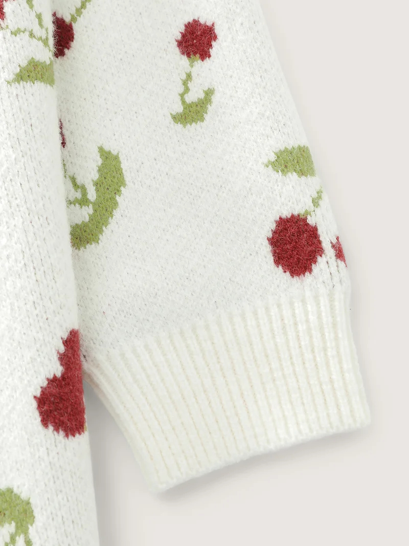 Cherry Pattern Jacquard Pullover