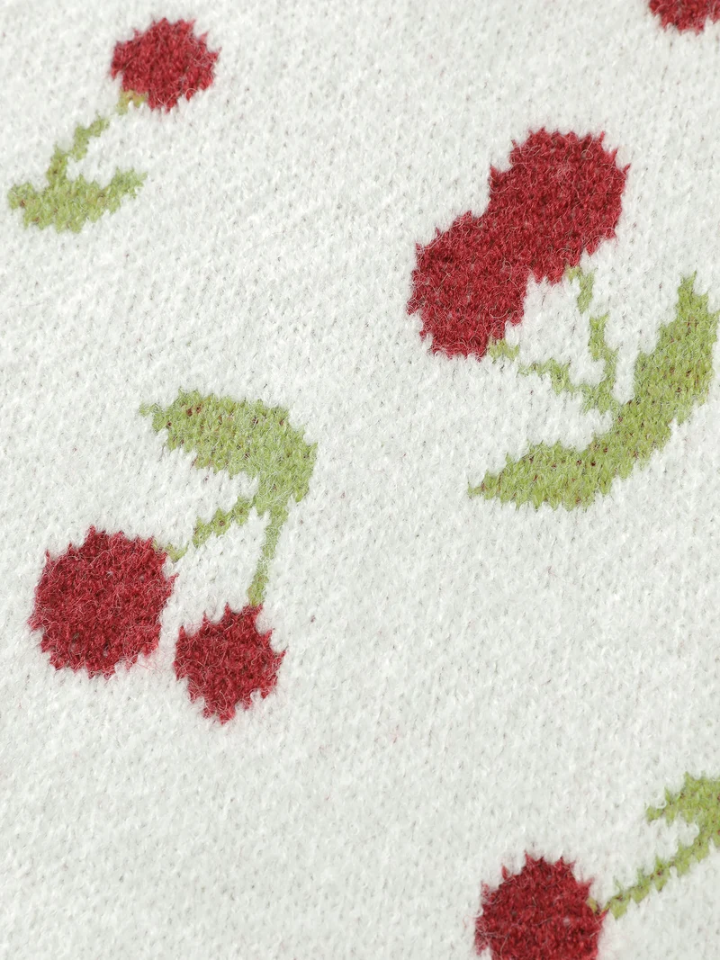 Cherry Pattern Jacquard Pullover