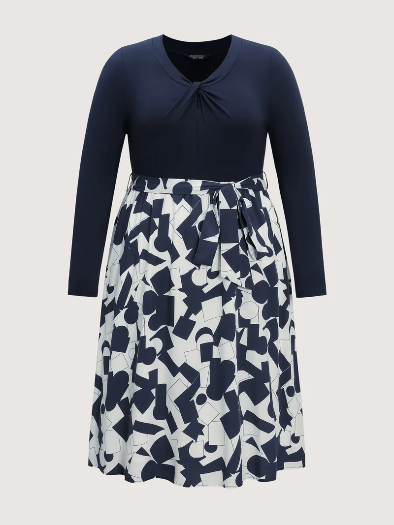 Supersoft Twist Neckline Floral Knit Midi Dress