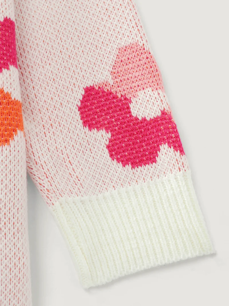Colorful Floral Jacquard Pullover