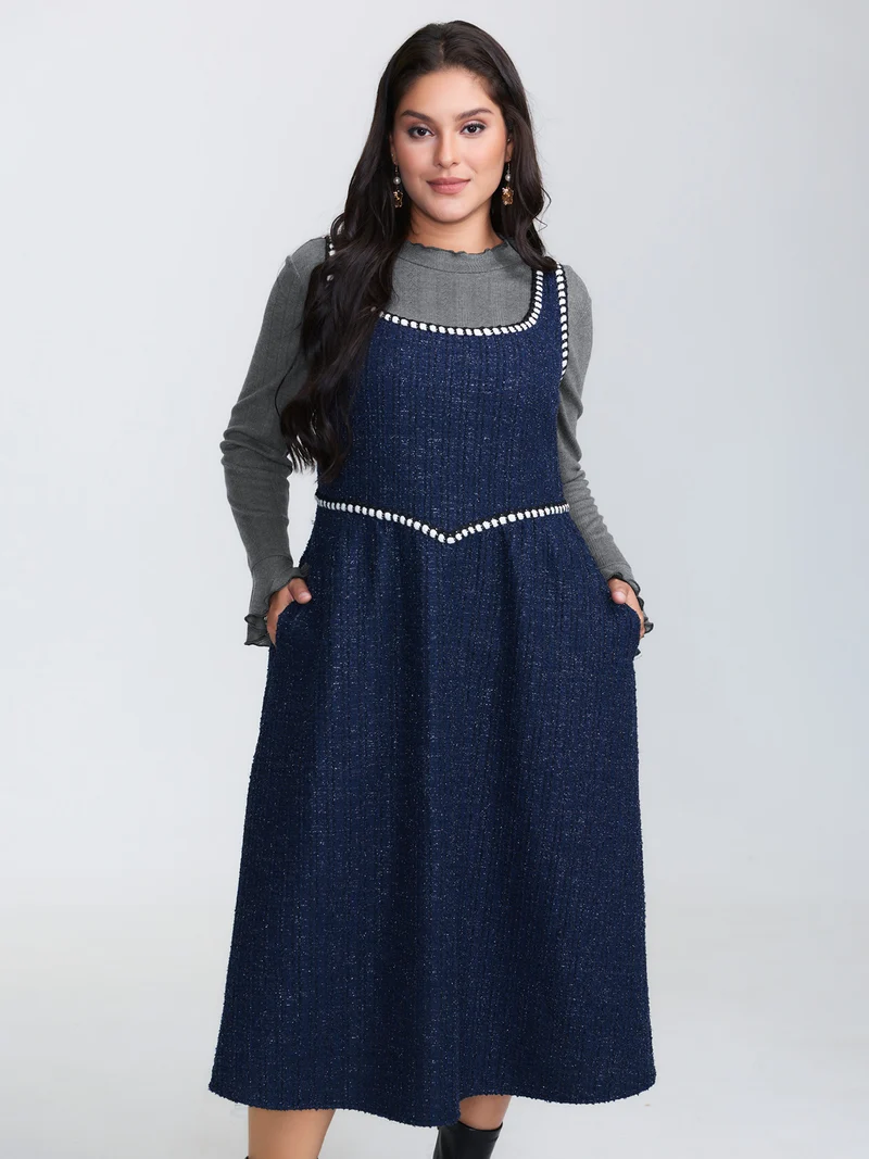 Scalloped Trim High Neck Fitted T-Shirt