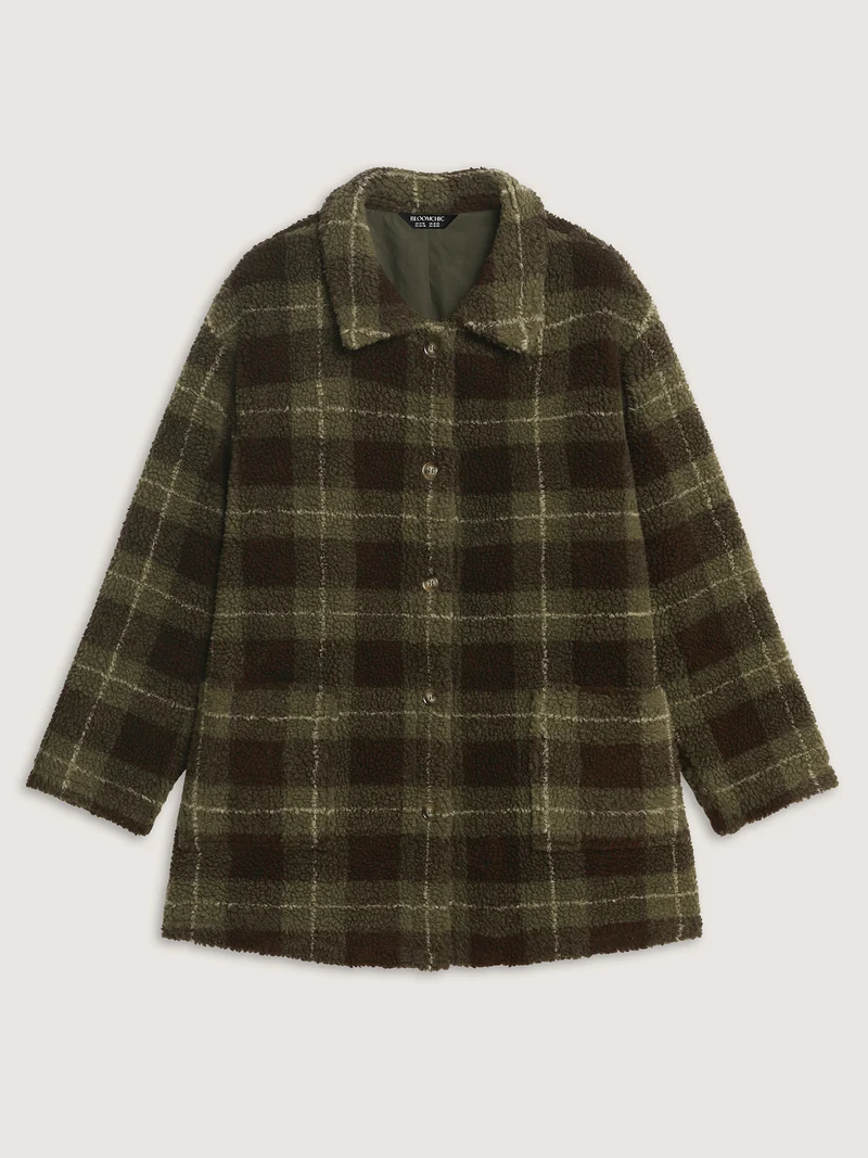 Plaid Pockets Button-Down Coat